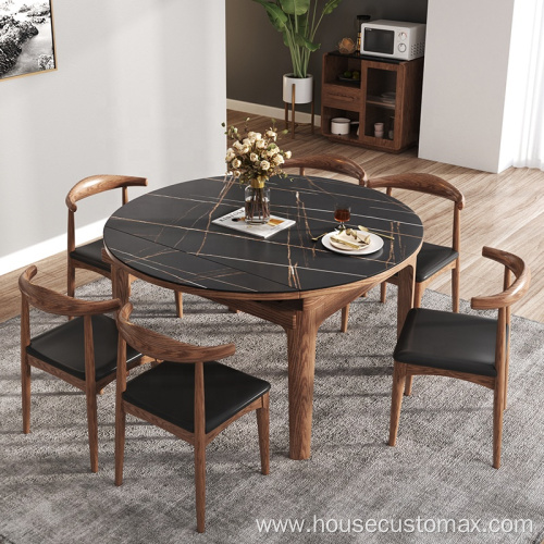 Rock Tabletop Foldable Round Wooden Expandable Dining Table